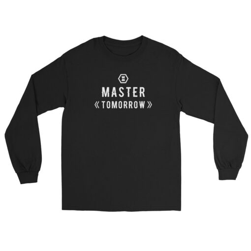 mens-long-sleeve-shirt-black-front-6850254351a8d.jpg Master Tomorrow Long Sleeve Shirt